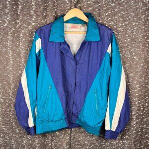 VTG Active Attitudes Windbreaker‎ Womens Colorful Drawstring Long Sleeve Size 8